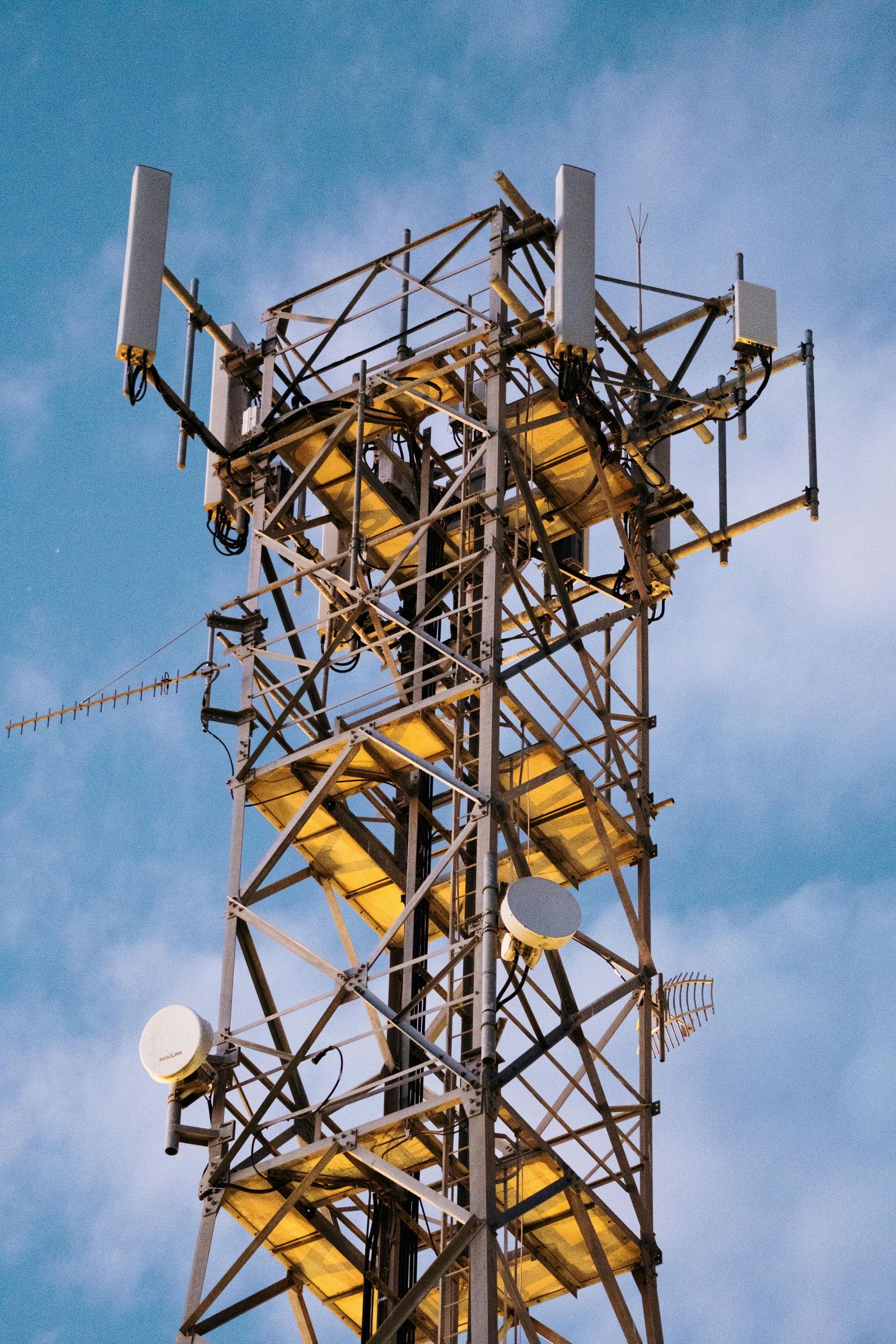 Telecom tower with radios