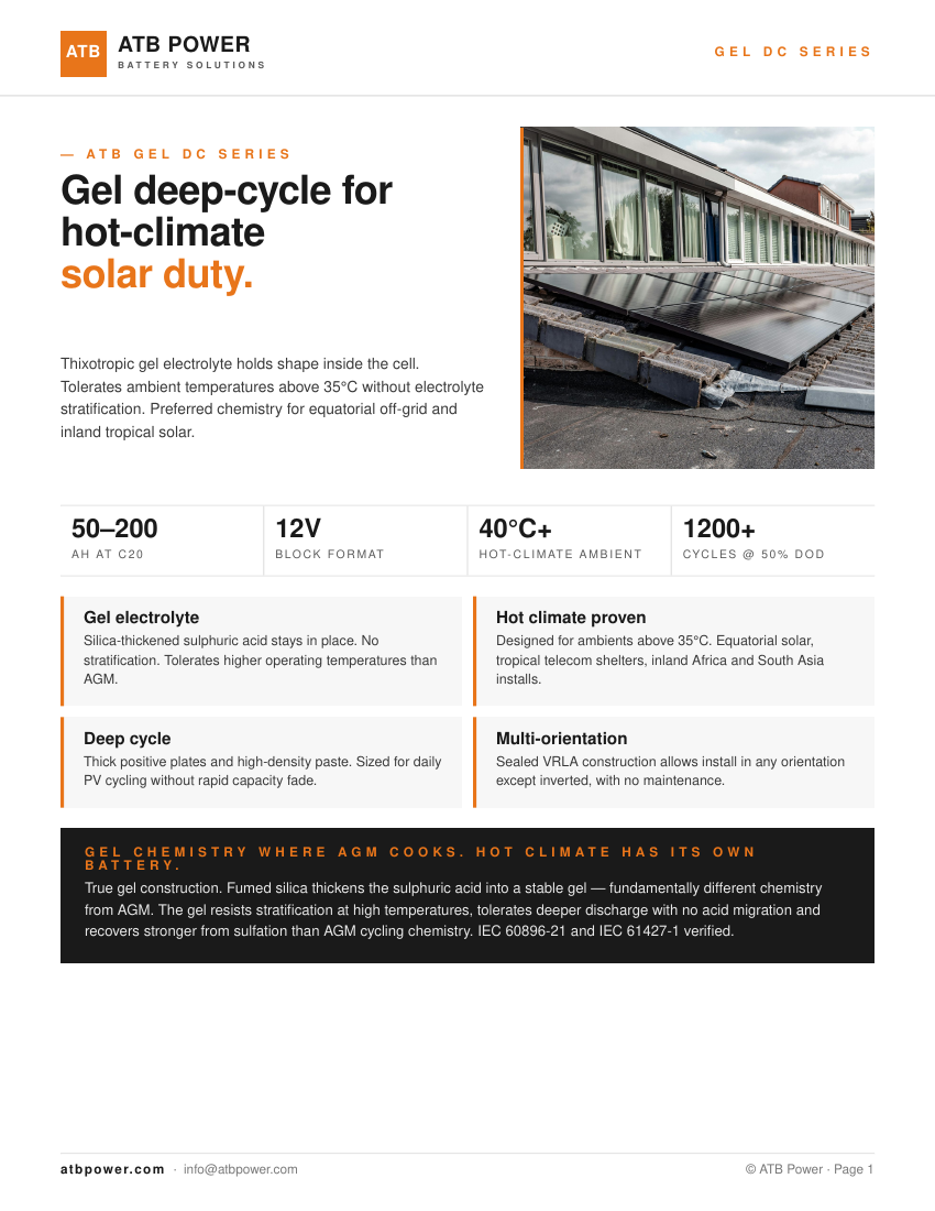 ATB Gel DC Series brochure cover